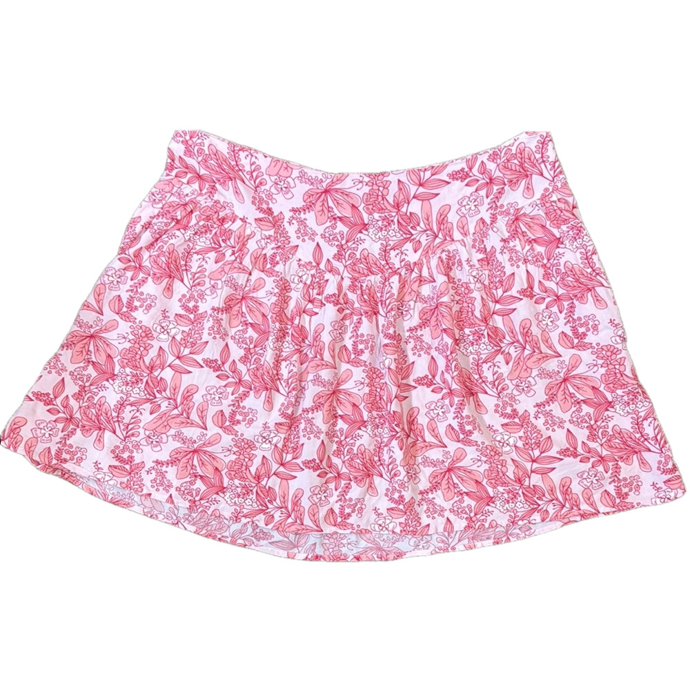 Abound Pink and White Floral Print Gentle Pleats A-Line Mini Skirt SKU 007